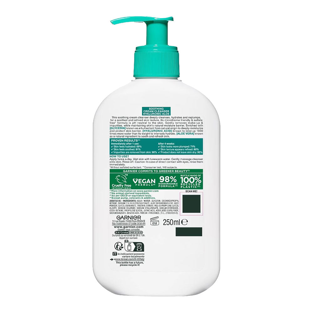 Garnier SkinActive Soothing Hyaluronic Aloe Cream Cleanser 250ml