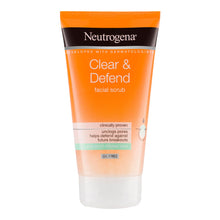 Load image into Gallery viewer, Neutrogena Clear & Defend facial scrub for spot prone skin, 150ml tube
