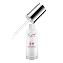 Load image into Gallery viewer, Olay Luminous Niacinamide plus Rose Complex Super Serum 30ml bottle with dropper open