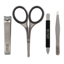 Load image into Gallery viewer, Revlon Men's Series Grooming Kit featuring nail clippers, scissors, file, and tweezers contents