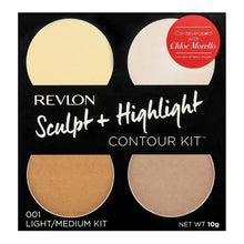 Load image into Gallery viewer, Revlon Sculpt and Highlight Contour Kit 001 Light Medium, 10g palette with four pressed powder shades