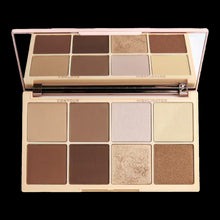 Load image into Gallery viewer, Revolution Beauty Roxxsaurus Highlight & Contour Palette 20g open showing eight shades with mirror