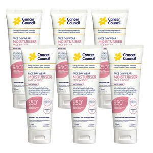 Cancer Council Face Day Wear Moisturiser Invisible Matte Finish SPF 50+ 75ml - 6 pack - Expires 30 November 2025