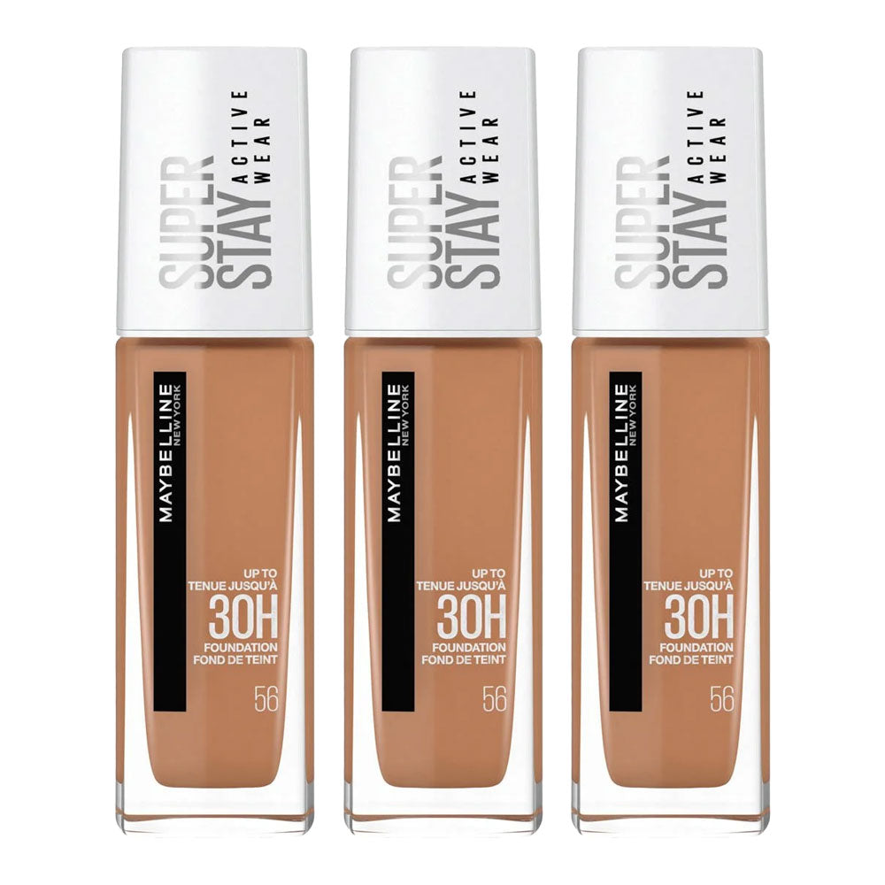 Maybelline Super Stay 30H Active Wear Foundation 30ml 56 TOFFEE - 3 pack