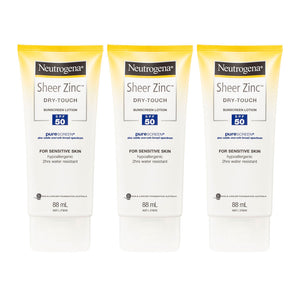 Neutrogena Sheer Zinc Dry-Touch Sunscreen Lotion SPF50 88ml - 3 pack