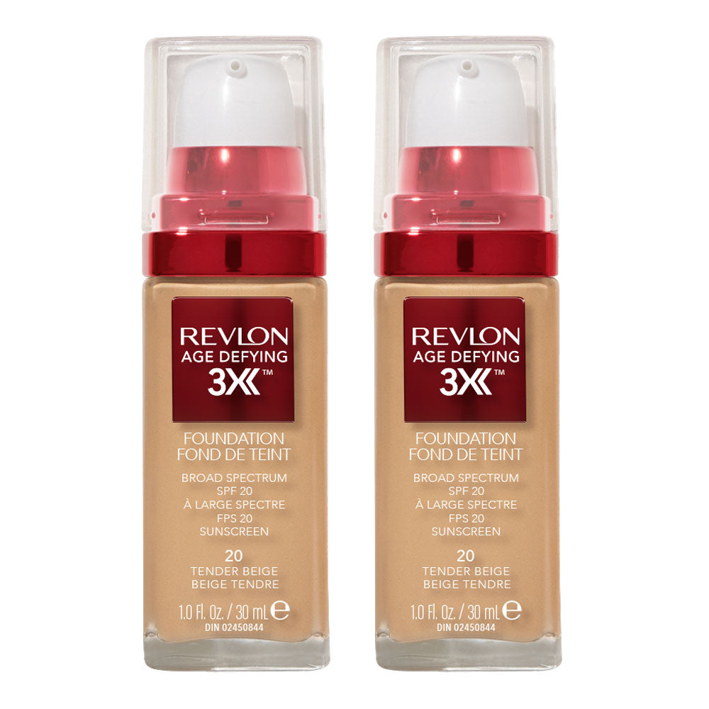 Revlon Age Defying 3X Foundation 30ml 20 TENDER BEIGE - 2 pack