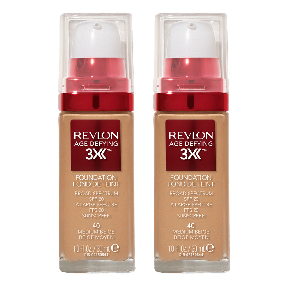 Revlon Age Defying 3X Foundation 30ml 40 MEDIUM BEIGE - 2 pack