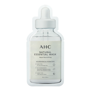 AHC Natural Essential Mask Aqua Nourishing 28g single pack front nourishing hydrating sheet mask Cosmetix Australia