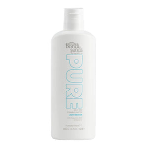 Bondi Sands Pure Self Tan Foaming Water LIGHT/MEDIUM 200ml bottle on white background