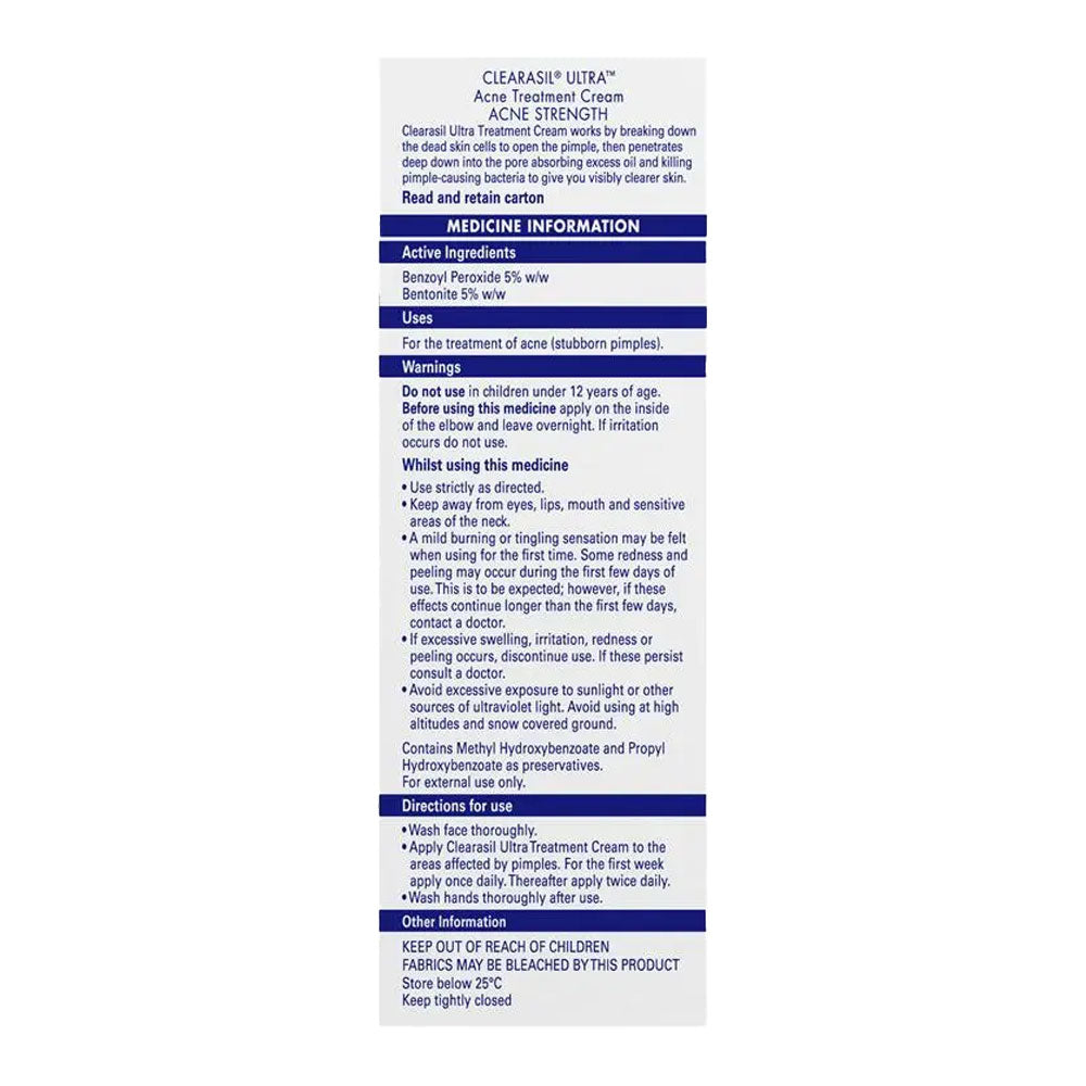 Clearasil Ultra Acne Treatment Cream 20g
