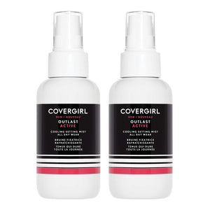 Covergirl Outlast Active Cooling Setting Mist 100ml - 2 pack - two bottles of cooling setting mist on white background