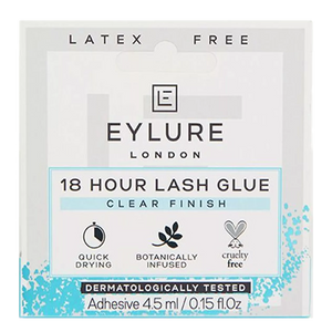 Eylure London 18 Hour Lash Glue 4.5ml clear finish adhesive, latex-free strip lash glue with quick-drying, invisible long-lasting hold
