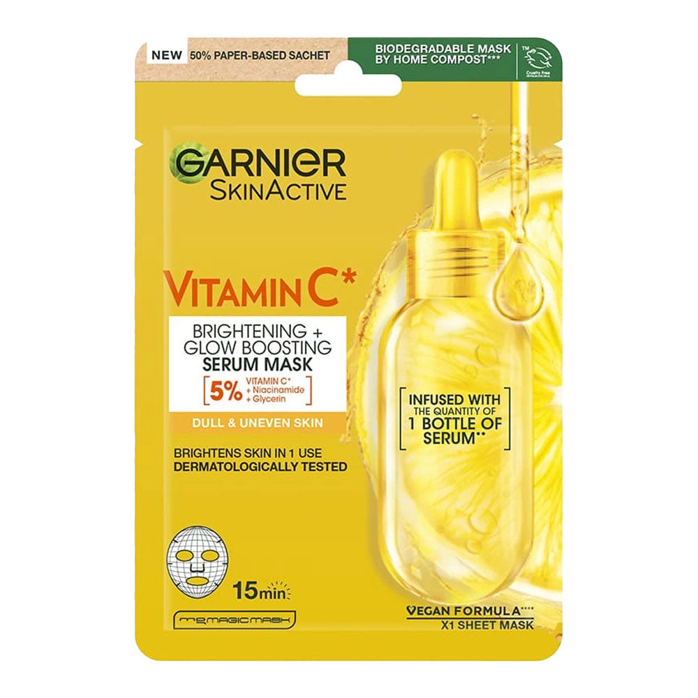 Garnier SkinActive Vitamin C Brightening + Glow Boosting Serum Sheet Mask 28g