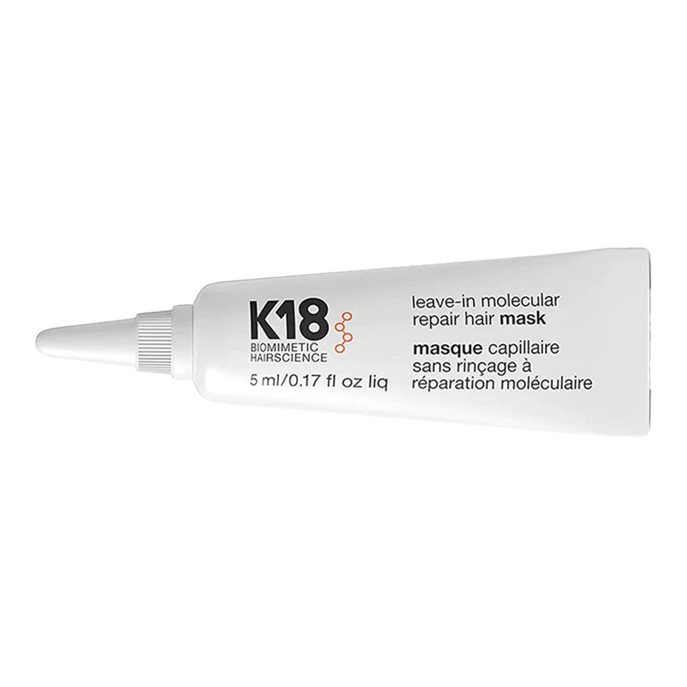 K18 Leave-in Molecular Repair Hair Mask 5ml treatment in small sample size bottle