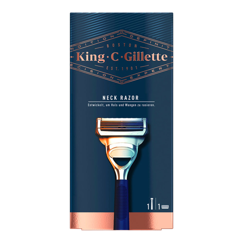 King C. Gillette Neck Razor in silver color on white background