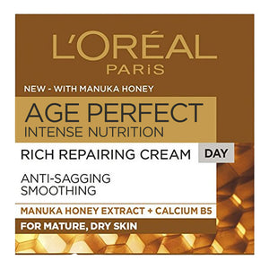 L’Oréal Age Perfect Rich Repairing Day Cream 50ml box – packaging of anti-ageing cream for mature skin at Cosmetix Australia