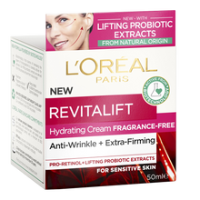 Load image into Gallery viewer, L’Oréal Revitalift Hydrating Cream Fragrance Free 50ml box – fragrance free face cream packaging at Cosmetix Australia
