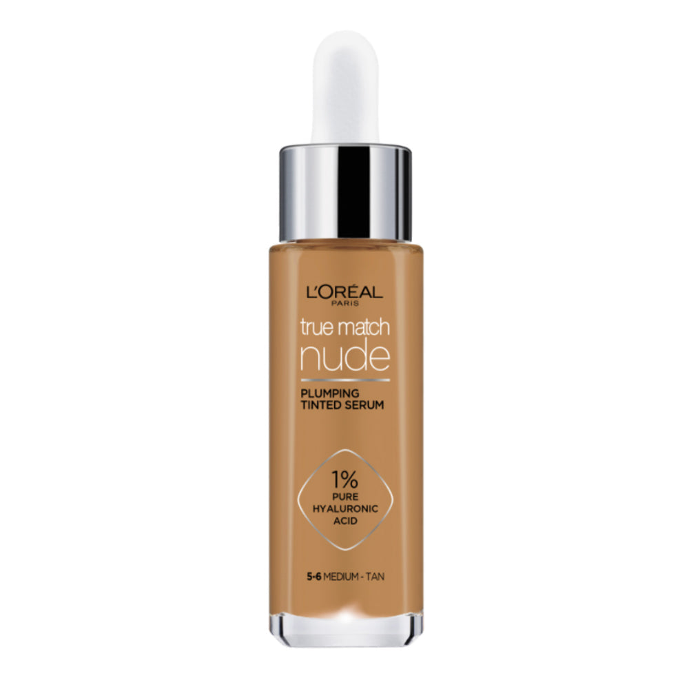 L'Oreal True Match Nude Plumping Tinted Serum 30ml 5-6 MEDIUM TAN bottle with dropper