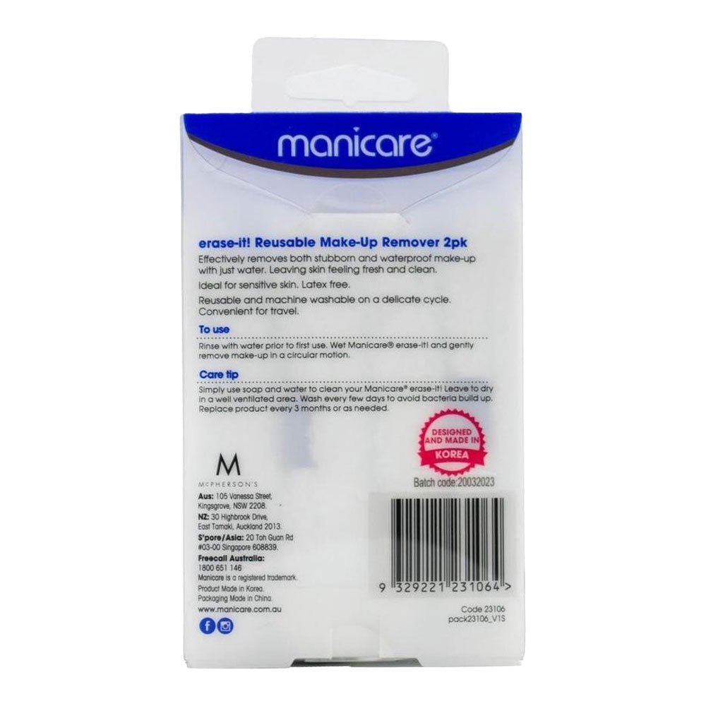 Manicare Erase-it! Reusable Make-up Remover 2pk