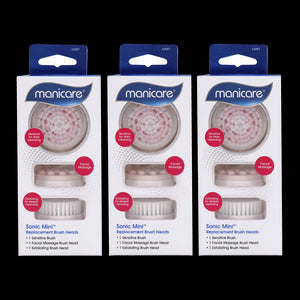 Manicare Sonic Mini Facial Cleanser & Replacement Brush Heads 3pk bundle