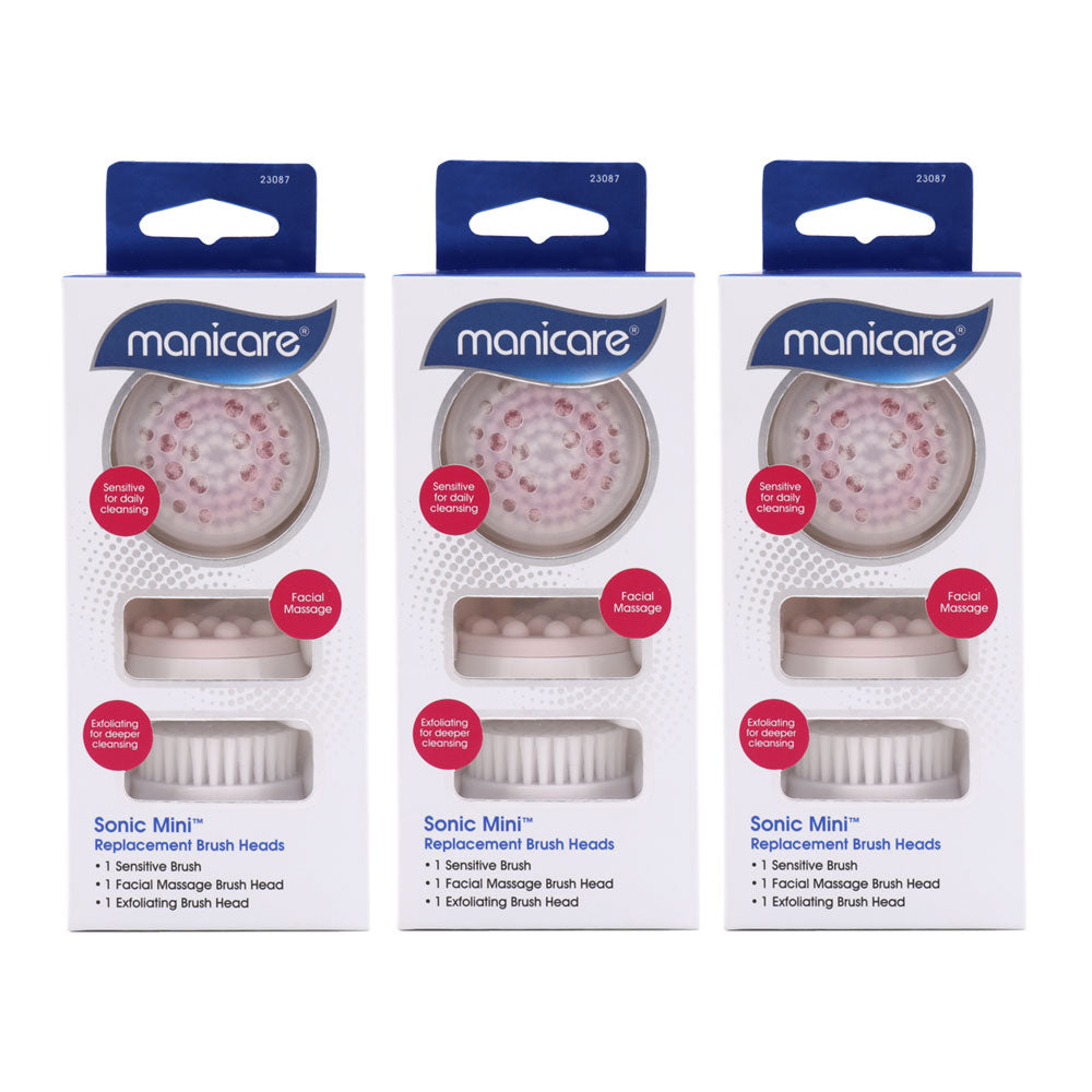 Manicare Sonic Mini Facial Cleanser & Replacement Brush Heads 3pk bundle