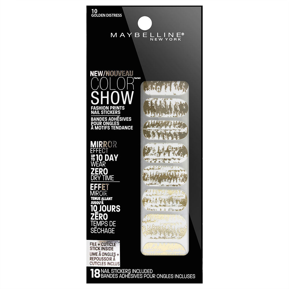 Maybelline Color Show Nail Stickers 10 GOLDEN DISTRESS nail stickers in golden distress design