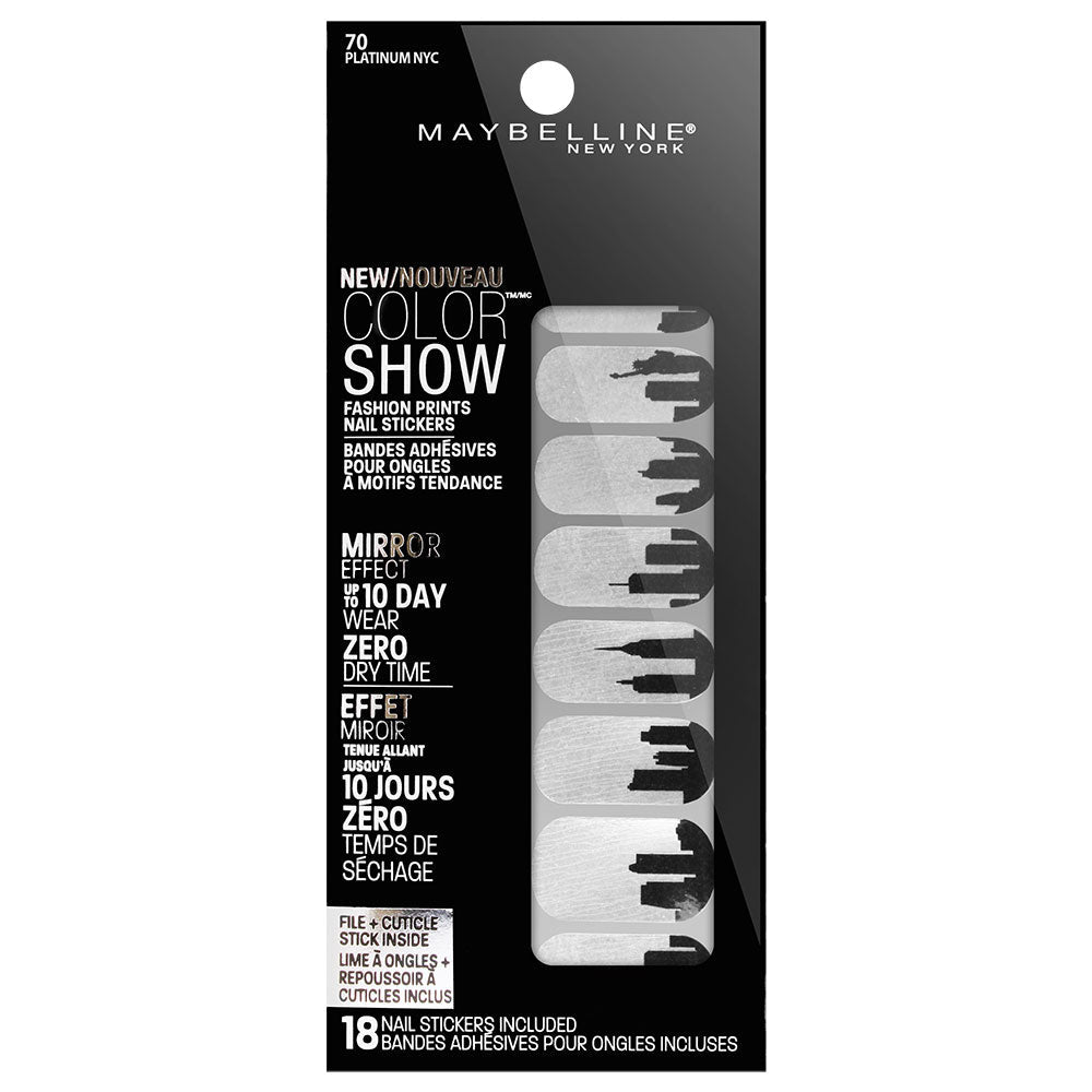 Maybelline Color Show Nail Stickers 70 PLATINUM NYC on display