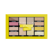 Load image into Gallery viewer, Maybelline Lemonade Craze eyeshadow palette 12g featuring 12 colourful shimmer and matte shades

