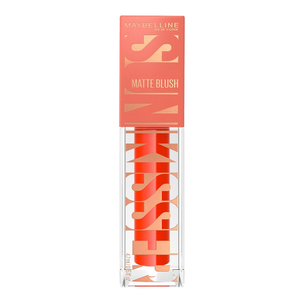 Maybelline Sunkisser Liquid Matte Blush 35 Spritzy Orange 4.7ml, blendable formula for soft matte glow – Cosmetix Australia