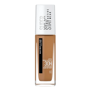 Maybelline Super Stay 30H Active Wear Foundation 30ml 60 CARAMEL bottle on white background