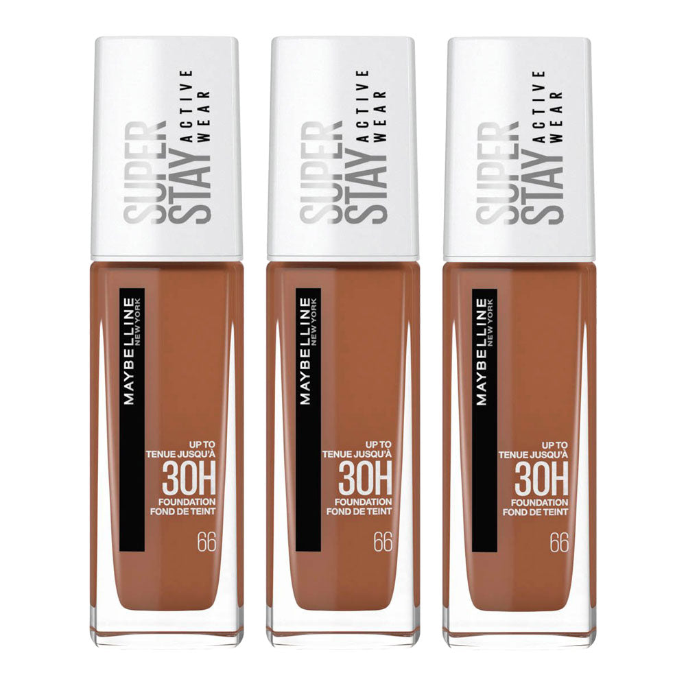 Maybelline Super Stay 30H Active Wear Foundation 30ml 66 HAZELNUT - 3 pack