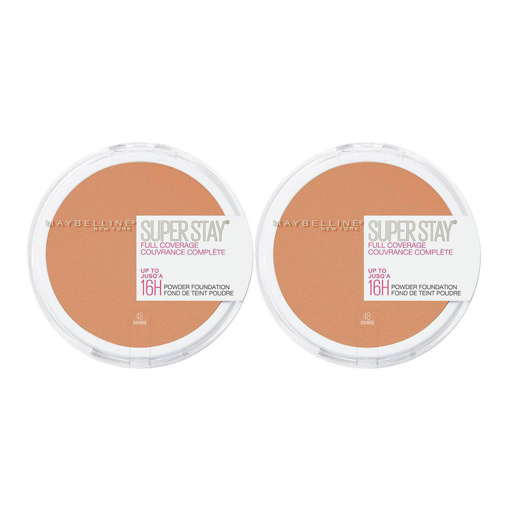 Maybelline Super Stay Full Coverage 16H Powder 9g 48 SUN BEIGE - 2 pack in the shade Sun Beige, long-lasting formula
