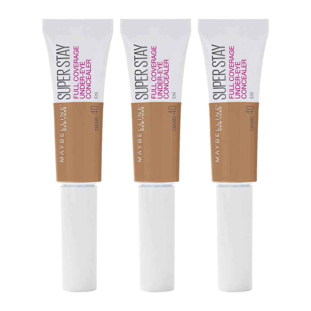 Maybelline Super Stay Full Coverage Under-Eye Concealer 6ml 40 CARAMEL - 3 pack