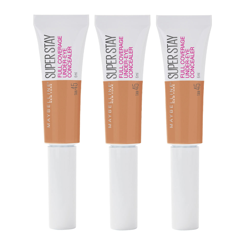 Maybelline Super Stay Full Coverage Under-Eye Concealer 6ml 45 TAN - 3 pack
