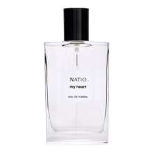 Load image into Gallery viewer, Natio My Heart eau de toilette 50ml clear glass spray bottle with black cap
