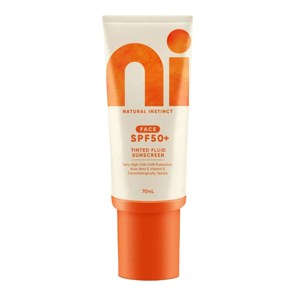 Natural Instinct Face Clean Tinted Fluid SPF50+ 70ml – tinted mineral sunscreen for face at Cosmetix Australia