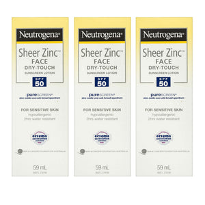 Neutrogena Sheer Zinc Dry-Touch Sunscreen Lotion SPF50 59ml 3 pack