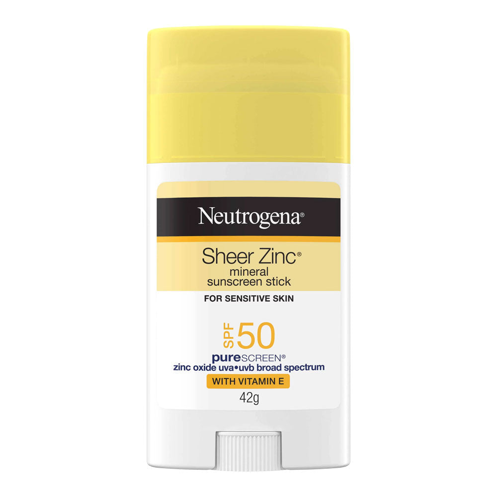 Neutrogena Sheer Zinc Mineral Sunscreen Stick SPF 50 42g – zinc oxide sun protection for sensitive skin at Cosmetix Australia