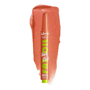 NYX Fat Oil Slick Click 2g FOS06 Hit's Different – hydrating lip balm with glossy shine, swatch view Cosmetix Australia