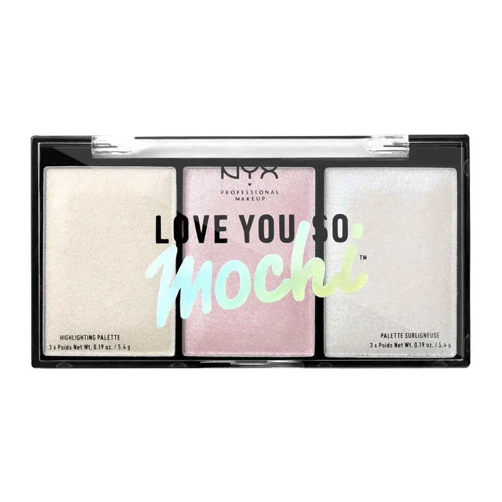 NYX Love You So Mochi Highlighting Palette Arcade Glam 16.2g, blendable shimmering highlighter shades – Cosmetix Australia