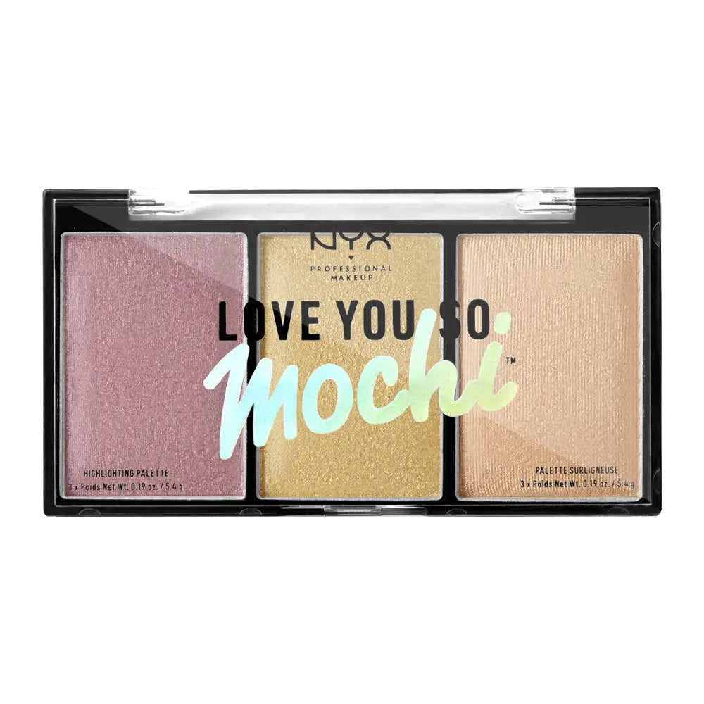 NYX Love You So Mochi Highlighting Palette Lit Life 16.2g, blendable shimmering highlighter shades – Cosmetix Australia