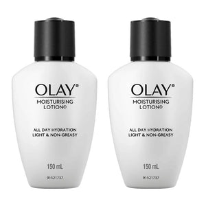 Olay Moisturising Lotion 150ml 2-Pack – iconic pink moisturiser bottles unboxed for soft, smooth, hydrated skin
