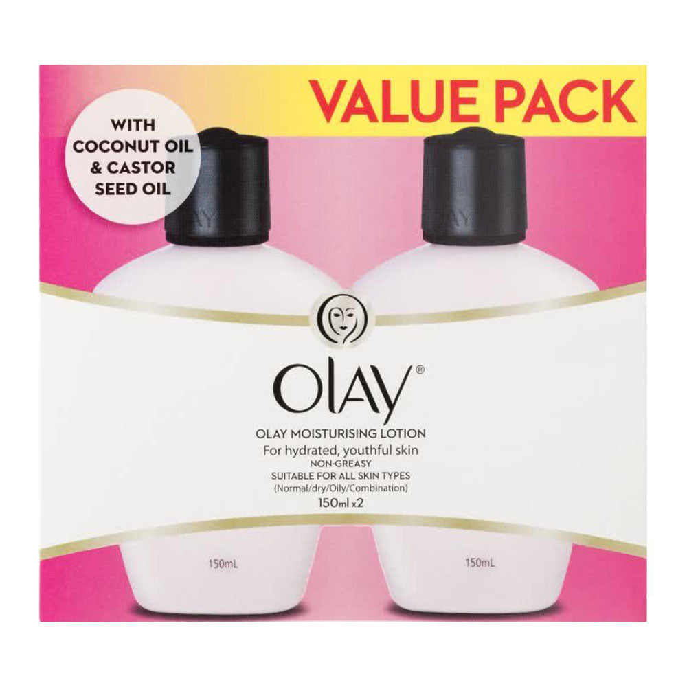 Olay Moisturising Lotion 150ml 2-Pack – iconic pink moisturiser for soft, smooth, hydrated skin, ideal for daily use