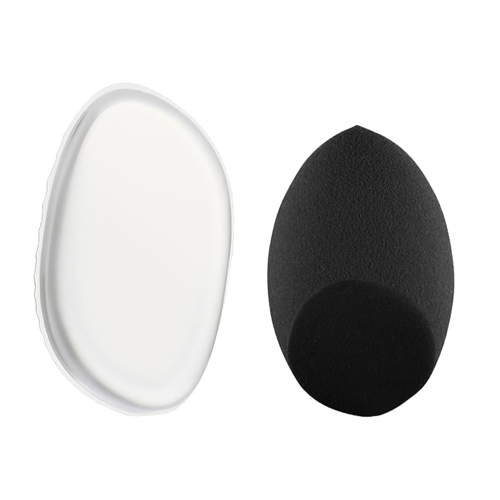 Olive cut beauty sponge set in black color, a high-quality makeup applicator