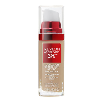 Revlon Age Defying 3X foundation in shade 35 Natural Beige, 30ml pump bottle