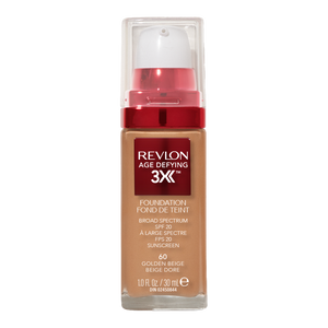Revlon Age Defying 3X Foundation 30ml 60 GOLDEN BEIGE bottle on white background