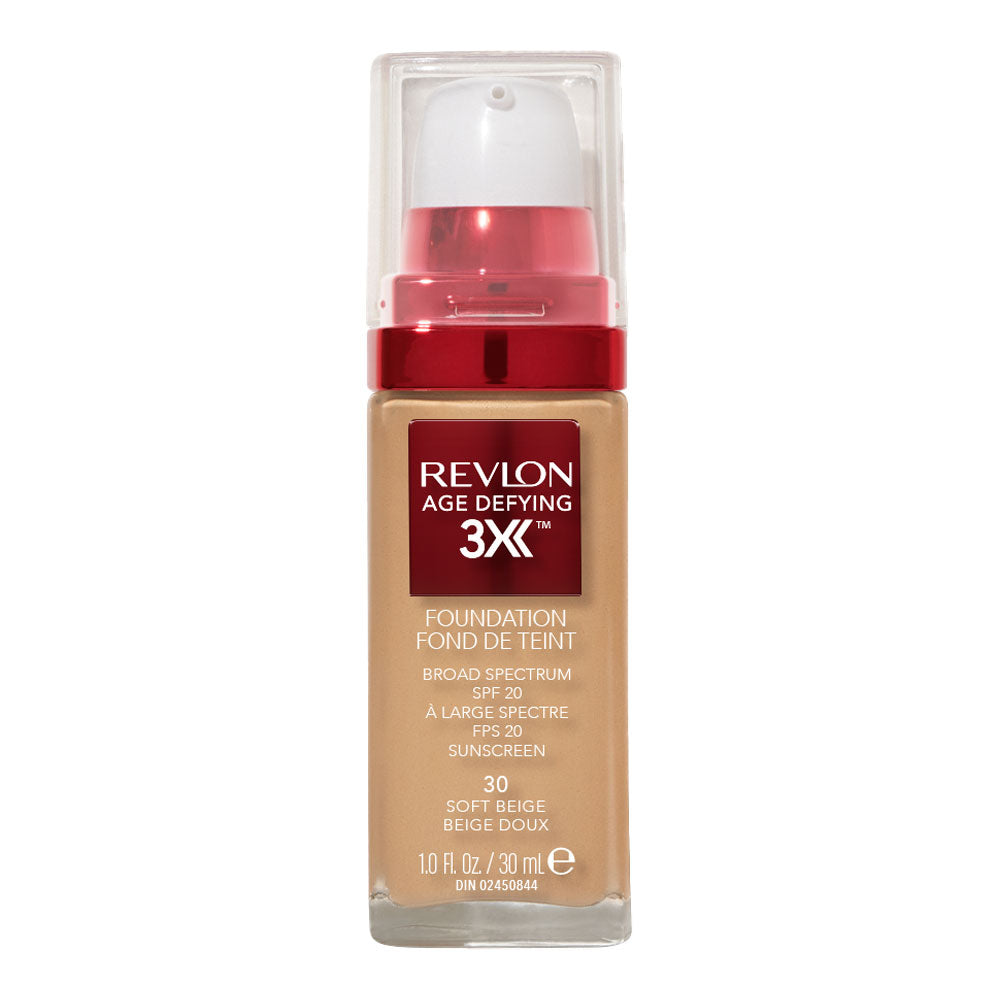 Revlon Age Defying 3X foundation in shade 30 Soft Beige, 30ml bottle