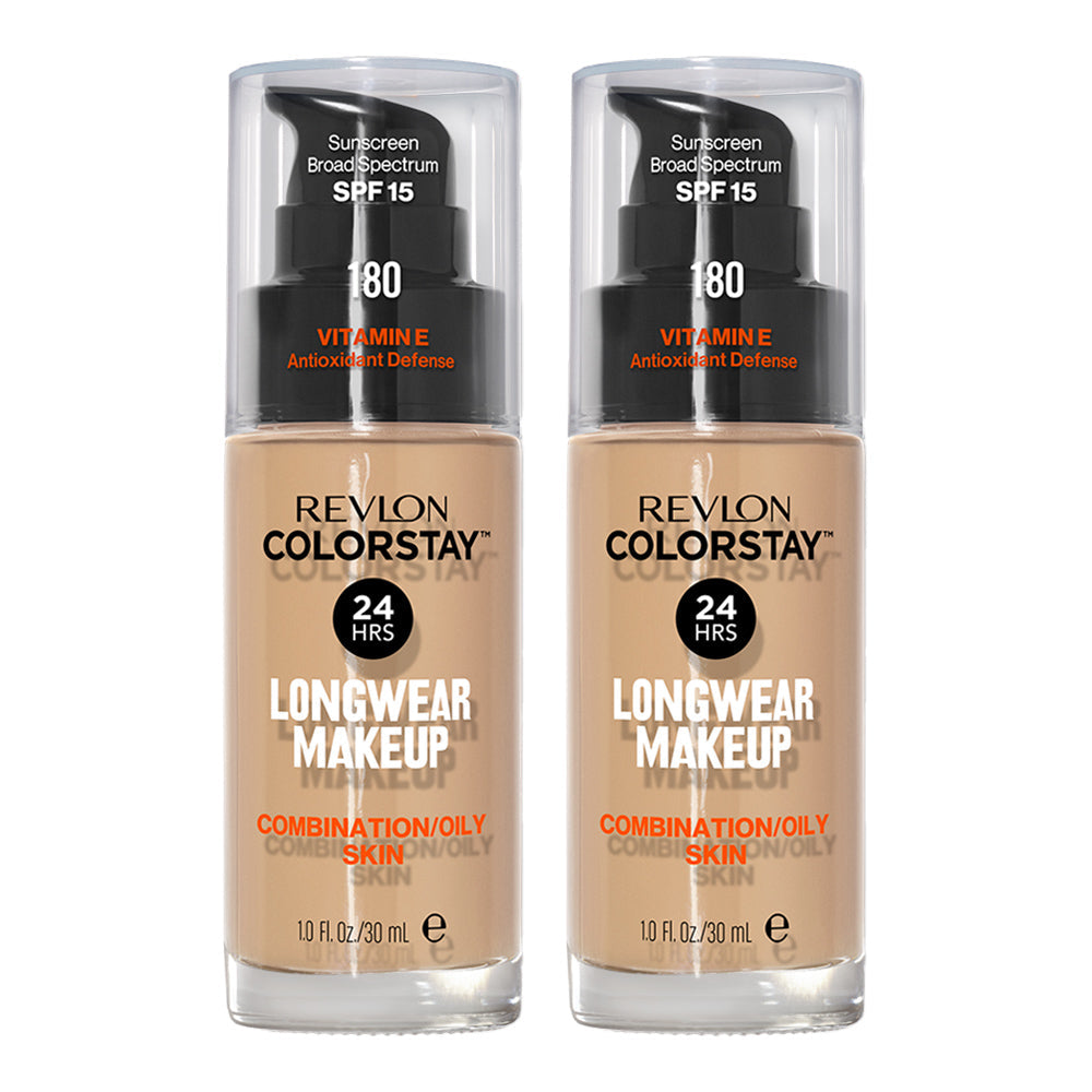 Revlon ColorStay Longwear Makeup Combination/Oily Skin SPF15 30ml 180 SAND BEIGE - 2 pack