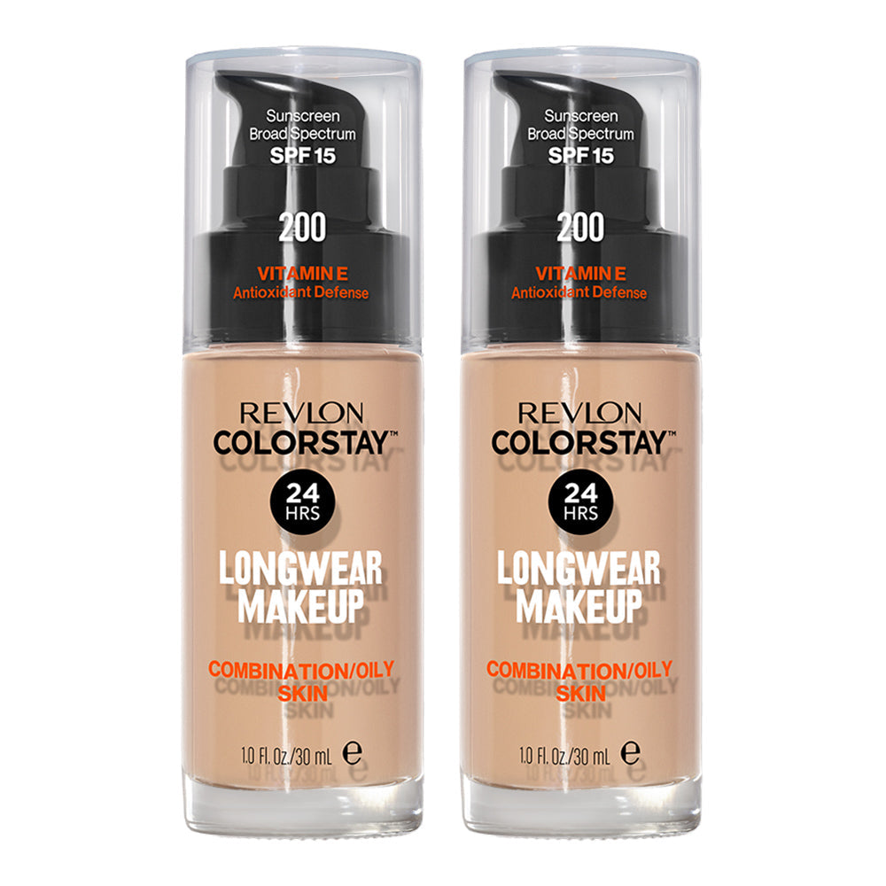Revlon ColorStay Longwear Makeup Combination/Oily Skin SPF15 30ml 200 NUDE - 2 pack