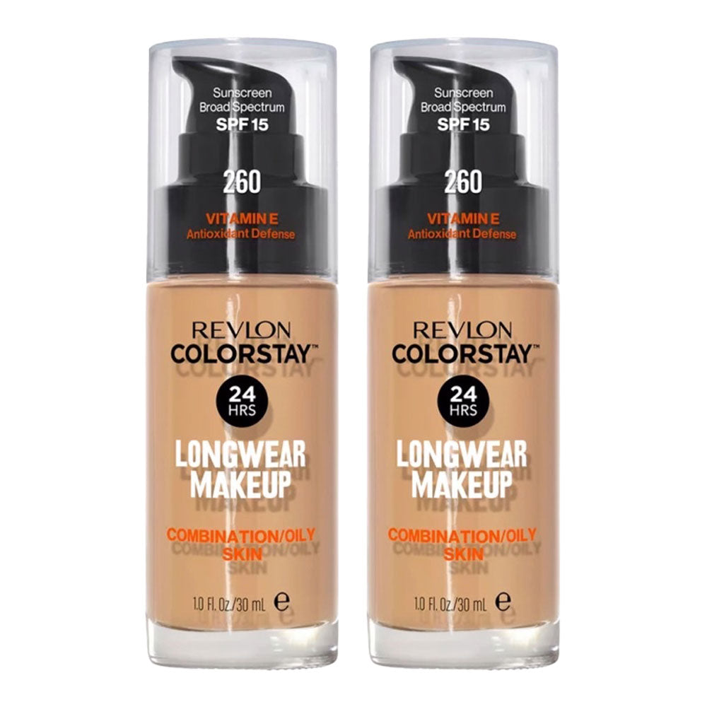 Revlon ColorStay Longwear Makeup Combination/Oily Skin SPF15 30ml 260 LIGHT HONEY - 2 pack